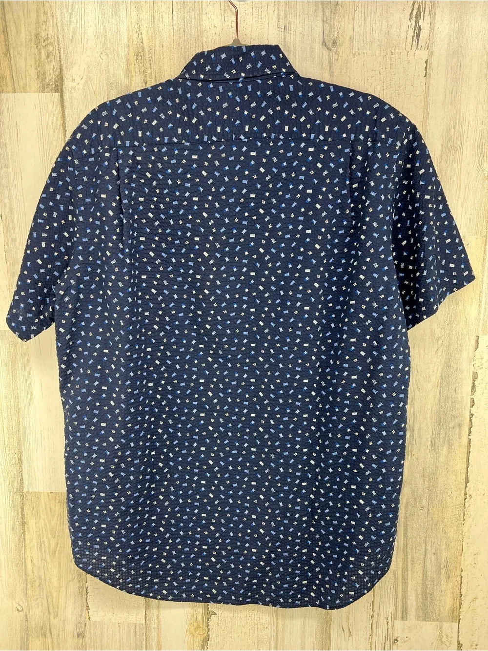 Polo Ralph Lauren Seersucker Short Sleeve Button Down Flag Print Shirt Large